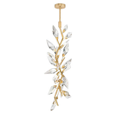 60W Hand-Cut Faceted Crystal Leaf Chandelier With LED Bulbs