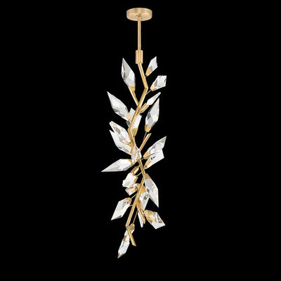 60W Hand-Cut Faceted Crystal Leaf Chandelier With LED Bulbs