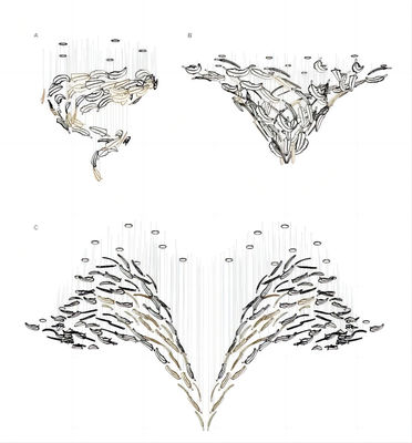 Hanging Art Glass Feather Chandelier Cafe Restaurant Custom Chandelier