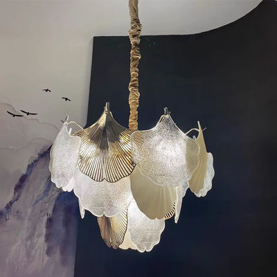 Ginkgo Leaf Crystal Glass Chandelier For Commercial Space Or Restaurant Area