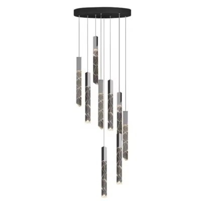 Nordic Duplex New Modern Dining Room Villa Living Room Long Rain Drop Staircase case Led Chandelier