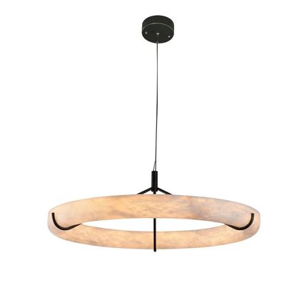 Modern Luxury White Natural Spanish Marble Round Ring Pendant Light