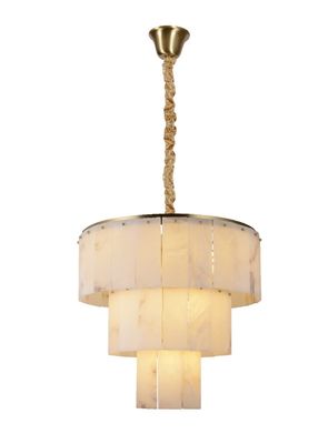 Contemporary Round Large Spanish Marble Brass Pendant Light Living Room Hanging Lamp