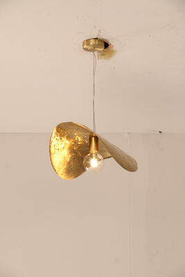 Hand Forged Metal French Large Brimmed Bowler Hat Chandelier Rugged Elegant Solid Metal Chandelier