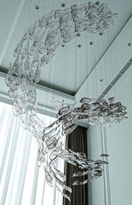 Creative Hotel Lobby Villa Banquet Hall Engineering Crystal Custom Lamp Decoration Spiral Glass Leaf Accessories