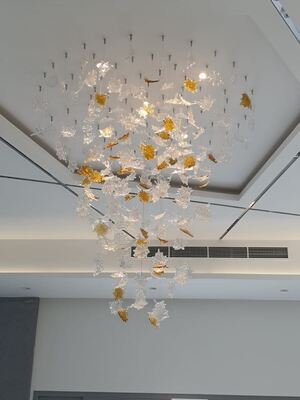 Contemporary Decoration Lamp Hotel Lobby Hanging Design Led Pendant Light Luxury High Ceiling Maple Leaf Chandelier