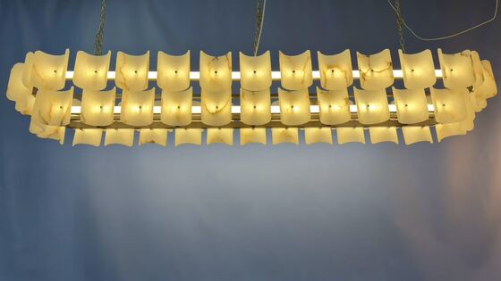 High Brightness Hotel Home Villa LED Pendant Lamp Alabaster Pendant Light Modern Minimalist Style Marble Chandelier