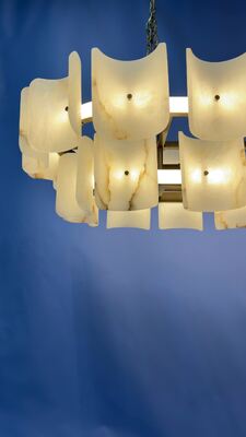 High Brightness Hotel Home Villa LED Pendant Lamp Alabaster Pendant Light Modern Minimalist Style Marble Chandelier