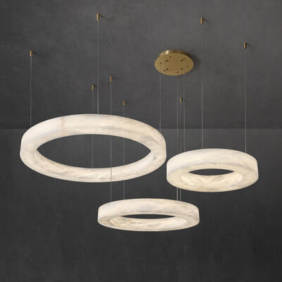 Luxury Classic Modern Restaurant Chandelier  Alabaster Brass Pendant Hanging Light