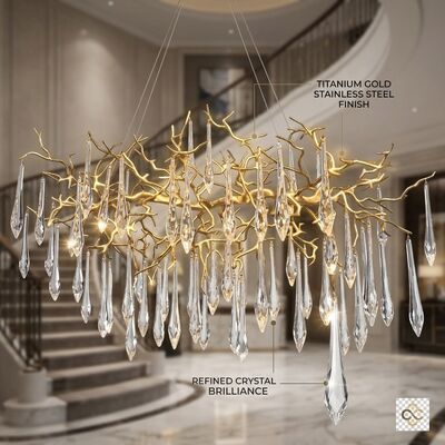 Foyer Pendant Light Custom Made Golden Metal Body Adjustable Color Temperature 3000-6500K For Entrance