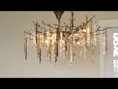 Представляем вам 80-сантиметровую регулируемую проволочную железную хрустальную люстру с дымчатым хрусталем для потолка, ISO9001, 240 В