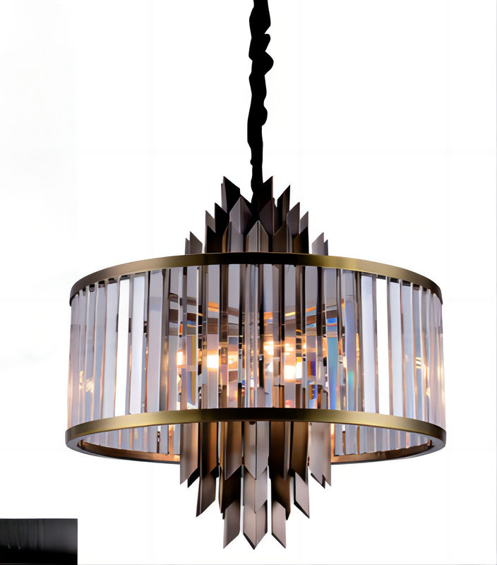 Energy Saving Smokey Gray Round Crystal Chandelier Modern Supports Customization
