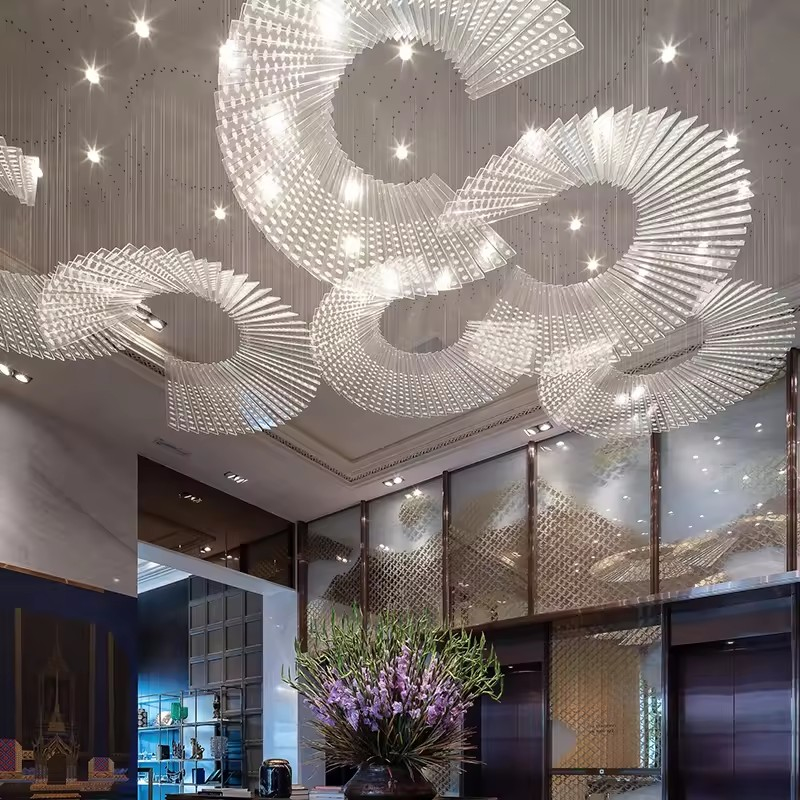 Modern Luxury Unique Glass Engineering Non-customized Large Chandelier Lighting Interior Decoration Chandelier Light