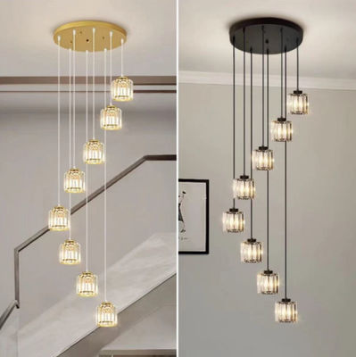Вилла Hollow Iron Chandelier Золото/Черный Модерн Минималист Кристальный Лестничный Свет с вращающимся дизайном