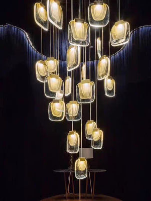 Nordic Light Luxury Designer LED Light Strip Crystal Glass Pendant Lamp Для гостиной Столовая Вилла Лестница