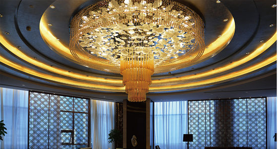 Постмодернистский стиль Custom Chandelier Гостиничный лобби Бизнес-центр Большой кристаллический роскошный круглый водяной подвесок LED потолочный свет