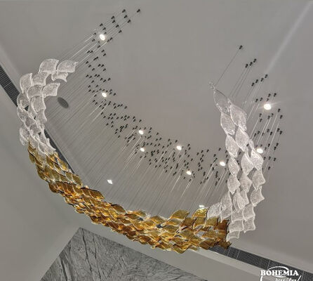 Потолочные лампы из янтарного стекла в европейском стиле с декором в виде опавших листьев для гостиной