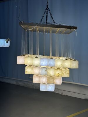 Современная натуральная мраморная люстра роскошная натуральная испанская вилла гостиная лампочка ресторан алабастр подвесная лампа